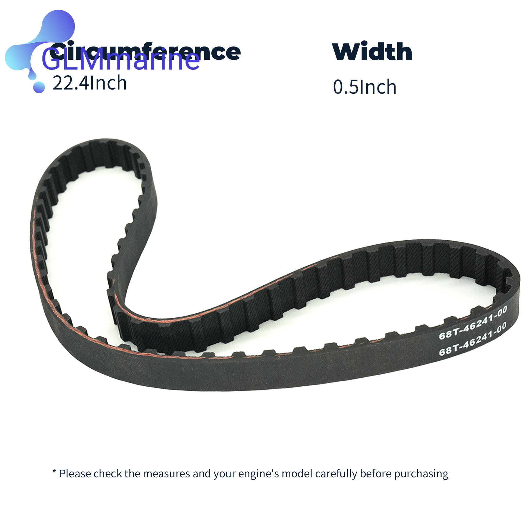 Timing Belt - Correia de Distribuição Marítima 68T-46241 Compatível
