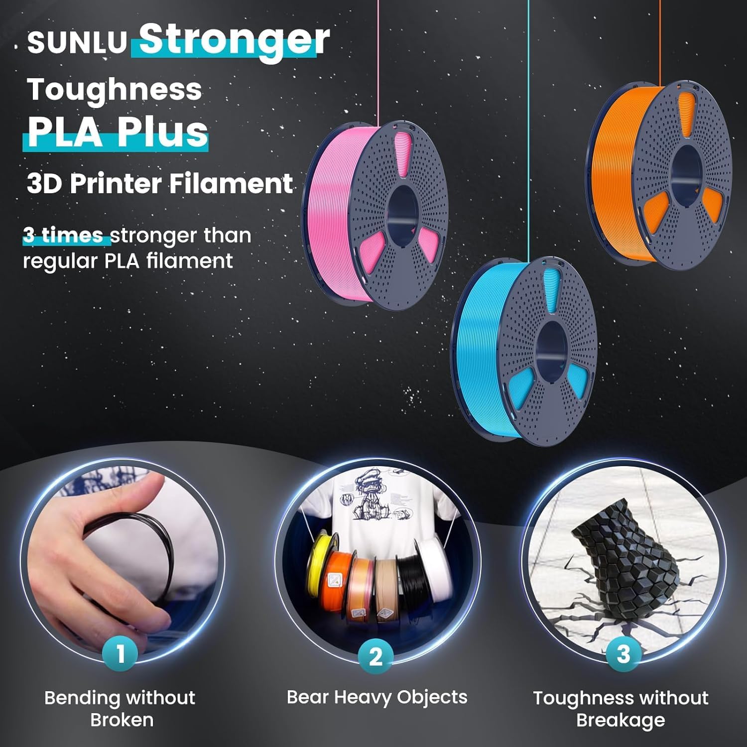 SUNLU PLA+ Filamento 3D 1.75mm - 3D Printing Fdm avaliação e preço